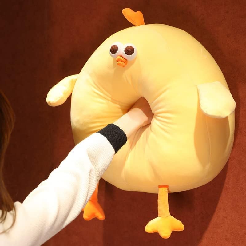 Maomoto Funny Fat Chicken Plush Pillow, Super Soft Mother Hen Doll, Cute Chicken Neck Pillow, Yellow Plush Stuffed Animal for Boys & Girls Festival