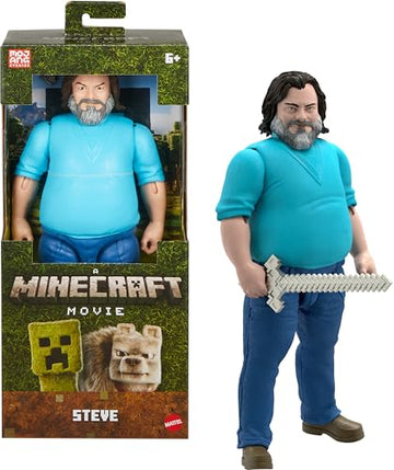 Mattel Minecraft Large-Scale Action Figure, 12-inch Posable Steve Toy Collectible Inspired by A Minecraft Movie