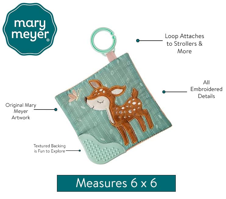 Mary Meyer Crinkle Teether Toy with Baby Paper and Squeaker, 6 x 6-Inches, Amber Fawn