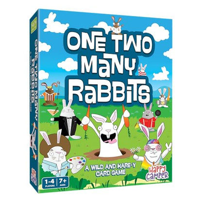 Happy Camper - One Two Many Rabbits - A Wild & Harey Card Game | Perfect Easter Basket Stuffers for Kids | Great Math Game for Family Game Night | 1-4