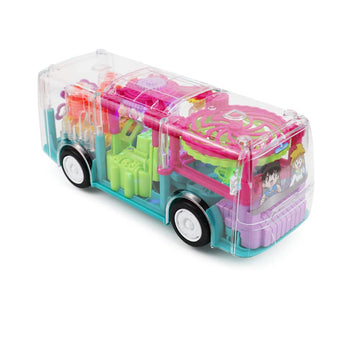 Miracland Transparent Mechanical Gear Bus - Electronic Vehicle With Universal Wheels, Lights, and Music - STEM Concept Racer Car Toy