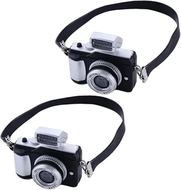 2Pcs 1:4 Scale Mini Camera Prop Ornament Vintage Camera Model, Miniature Digital Camera Mini Decoration Accessories Photography Props Ornament(Style