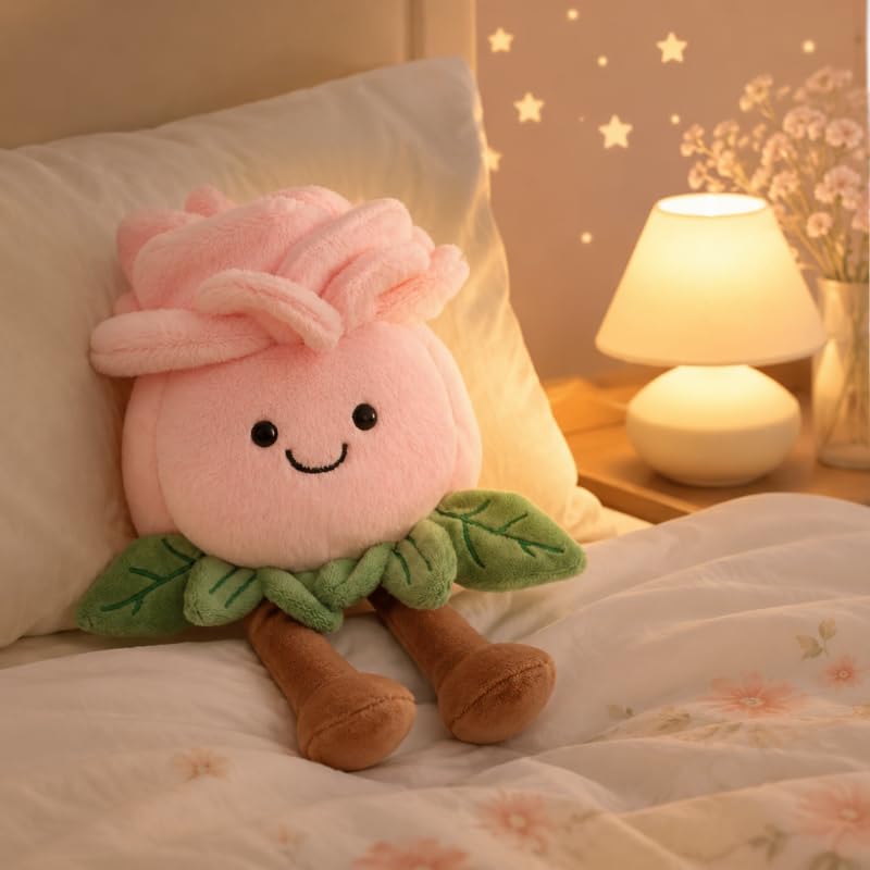 XIGUI 9 inch Rose Plush Toys Pillow Soft Plant Plush Toys for Boys and Girls Plushies for Kids A Birthday Present, a