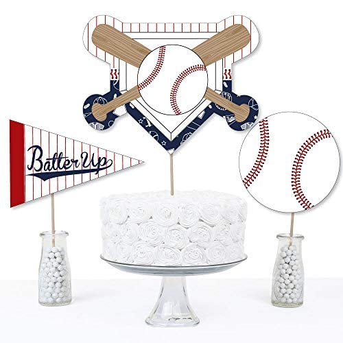 Big Dot of Happiness Baseball Party Centerpiece Sticks - Premium Table Topper Decorations for Baby Shower Birthday Sports Events, Set with Home Base