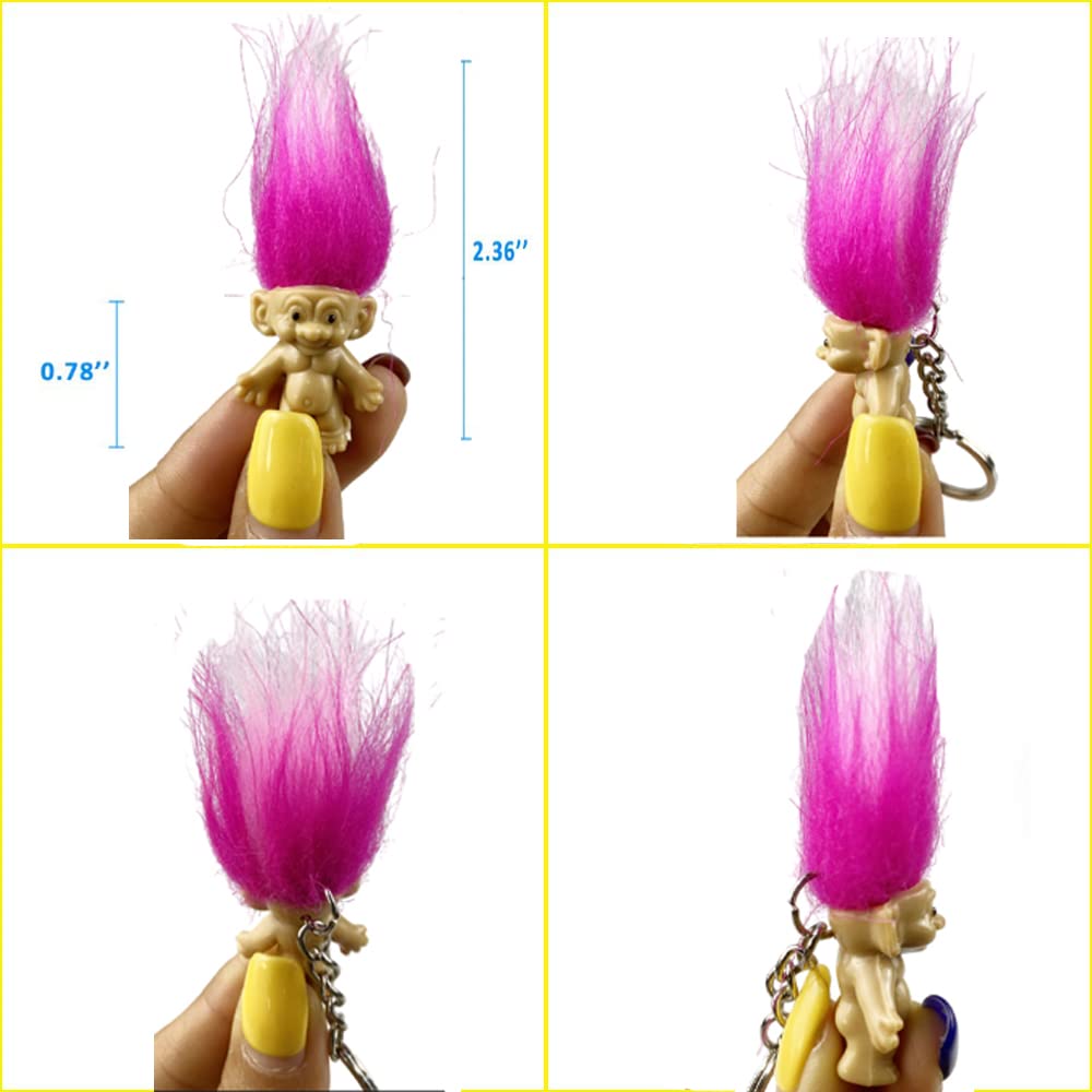 Yintlilocn 10pcs 1.2" mini troll Dolls Lucky Trolls Keychain Key holder