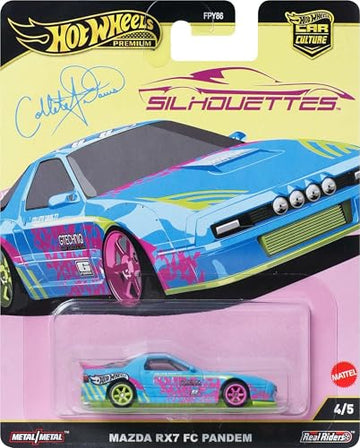 Hot Wheels Premium Car Culture Collectible Toy Car, 1:64 Scale Die-Cast Mazda RX7 FC Pandem, Silhouettes Vehicle with Real Riders Tires