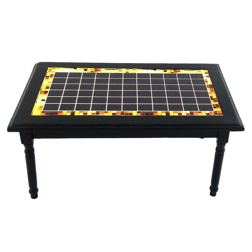 Melody Jane Dolls Houses Black Inlay Design Table Miniature Kitchen Dining Room Furniture