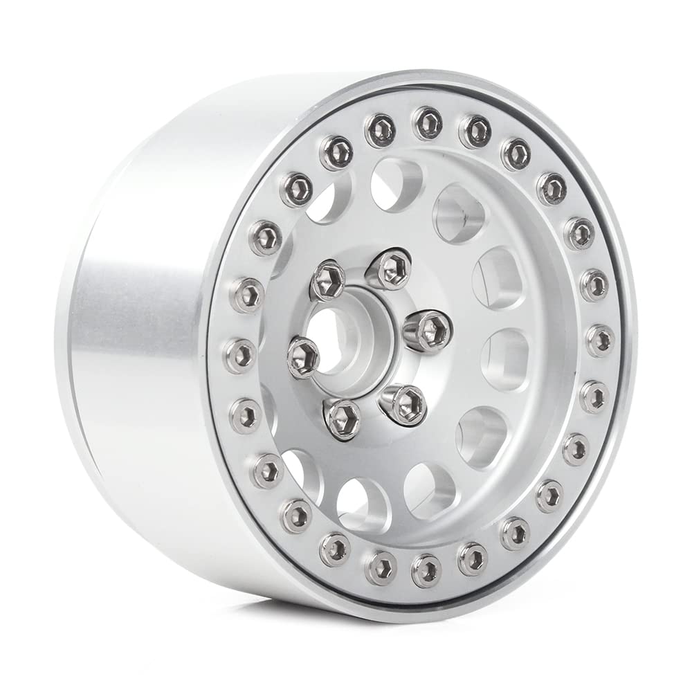 INJORA RC Rims 4pcs 1.9 Inch Beadlock RC Wheel Rim Set Wheel Hub for 1:10 RC Crawler Axial SCX10 SCX10 II 90046 SCX10 III AXI03007 TRX4 D90 12mm Hex