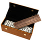 Alex Cramer Traveling Spinners Domino Set. Caramel Leather Case - Tournament Traveler Personalized - with Spinners - 28 Indestructible Double-Six