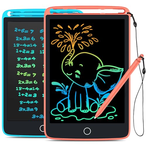 TECJOE 2 Pack LCD Writing Tablet with Fridge Magnets, Doodle Board for Kids Drawing Kitchen Memo, Christmas Stocking Stuffers Birthday Gifts Toys
