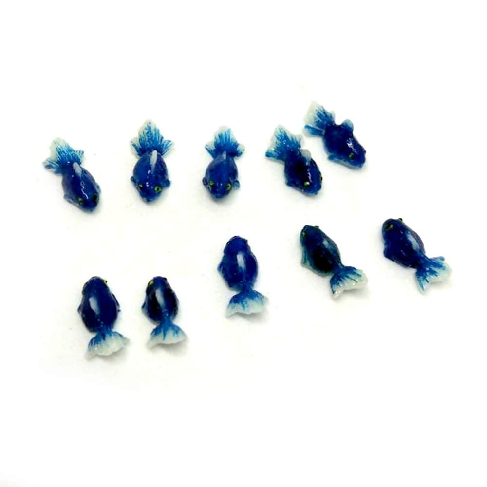 An_Shop 10pcs Artificial Animal Accessories Clay Goldfish Packs Miniature Figurine Mini Decorative for DIY Ornament Craft DIY Dollhouse Dark Blue