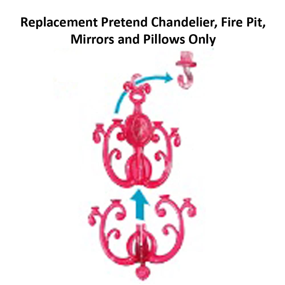 Barbie Replacement Parts Camping Van - CJT42 RV Pop Up Camper Vehicle Playset ~ Replacement Pretend Chandelier, Fire Pit, Mirrors and Pillows