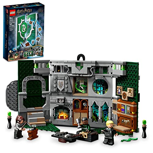 LEGO Harry Potter Slytherin House Banner Building Set 76410 - Hogwarts Castle Common Room Toy or Wall Display, Collectible Harry Potter Gift Idea for