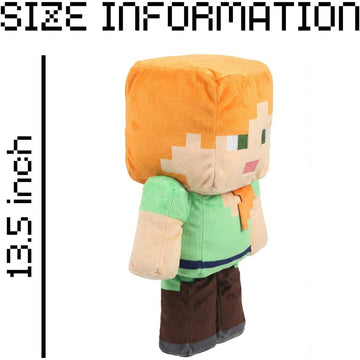 Pixel-Style Game Basic Plush Character Soft Toy, Video Game-Inspired Collectible Plushies Gifts for Kids & Fans (Alex)