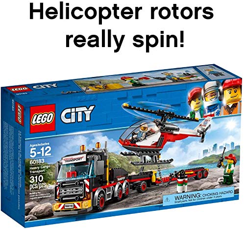 EGO City Heavy Cargo Transport 60183 Toy Truck Building Kit with Trailer, Toy Helicopter and Construction Minifigures for Creative Play (310 Pieces)
