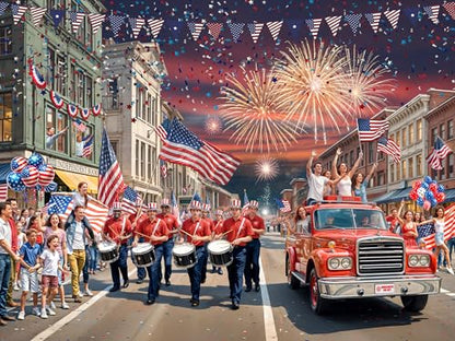Parade on the 4th of July Jigsaw Puzzle 550 Piece - Fully Interlocking & Randomly Shaped Pieces - 24" x 18" - Summer Holiday Puzzles for Families