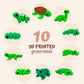 10-Piece Mini Fidget Green Animals - Cute Little Articulated Fidget Toy Figures, Flexible, Fun for Office, Class, Work, or Decoration