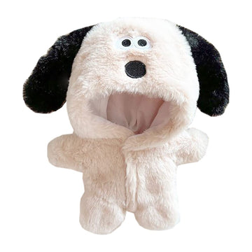 niannyyhouse 20cm Plush Doll Clothes Dog Pattern Onesie Dress Up 8in Kpop Stuffed Doll Clothing (Beige)