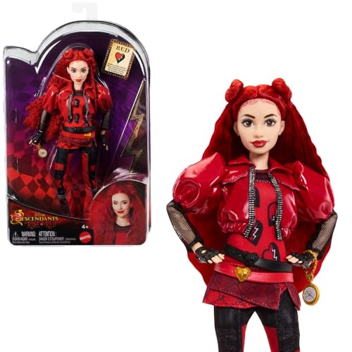 Mattel Disney Descendants: The Rise of Red Fashion Doll & Accessory - Red, Daughter of Queen of Hearts with Movie-Inspired Clothes & Pocket Watch