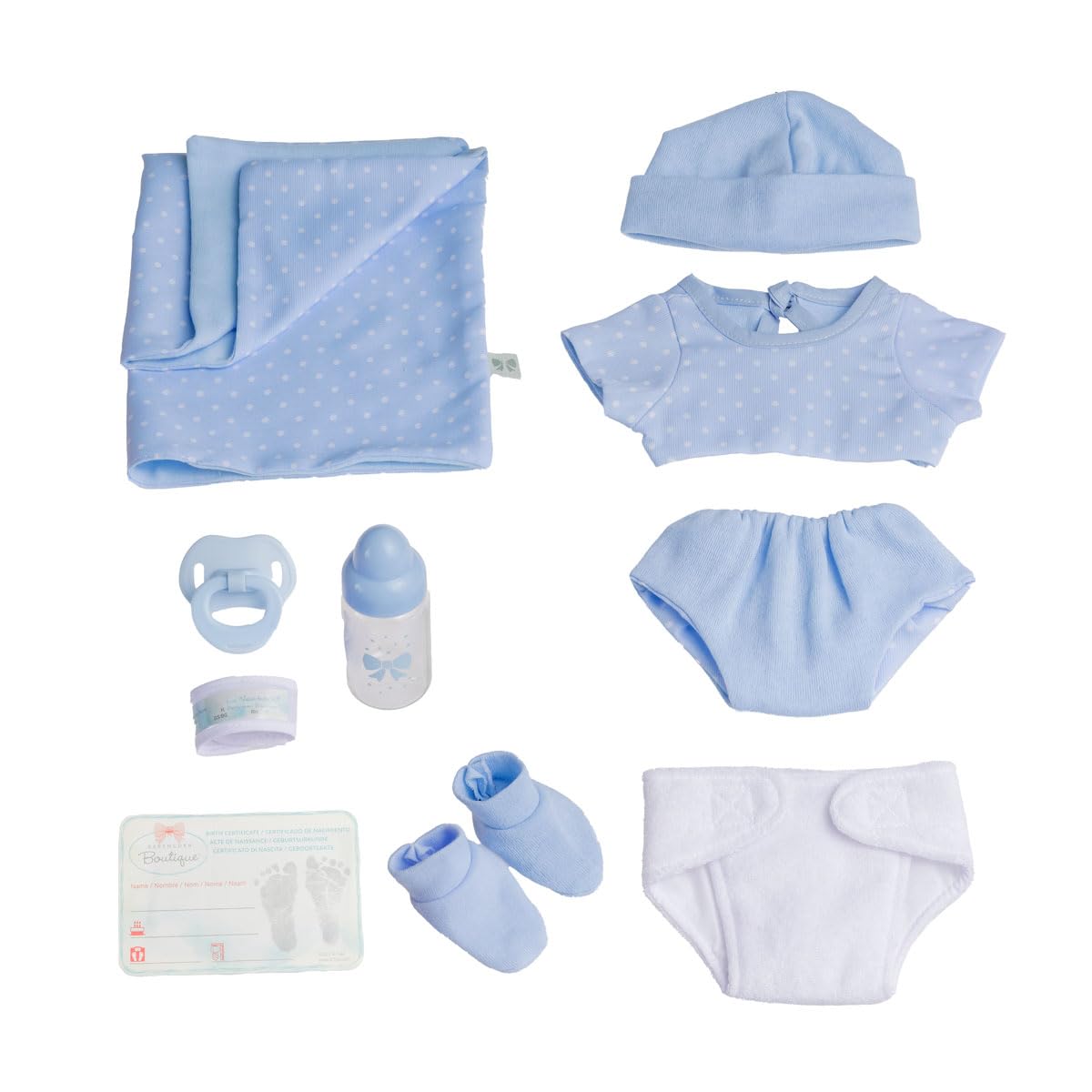 La Newborn Boutique 14" Realistic Baby Doll - 9-Piece Layette Gift Set, Soft Vinyl, Posable Limbs, Lifelike Detail - Anatomically Correct Real Boy in