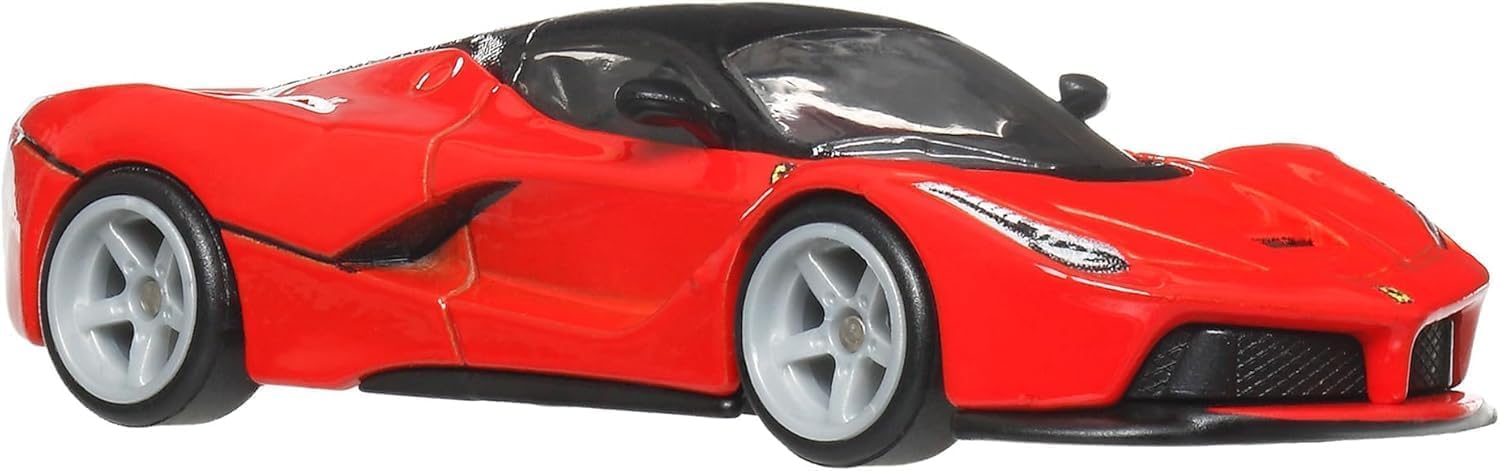 Hot Wheels Red Ferrari LaFerrari Euro Speed Car Culture Series 1:64 Scale Collectible Die Cast Metal Toy Car Model with Rubber Real Riders 3/5