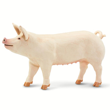 Safari Ltd. Large White Pig - Realistic 4" Farm Animal Figure - Educational Toy for Boys, Girls, and Kids Ages 3+