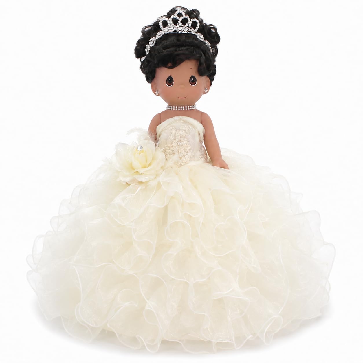 KINNEX COLLECTIONS SINCE 1997 17" Quinceañera Centerpiece Doll - Ruffled Gown, Mis Quince Años Table Decoration & Keepsake ARC8421-2R (Ivory)