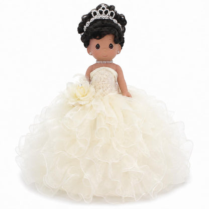 KINNEX COLLECTIONS SINCE 1997 17" Quinceañera Centerpiece Doll - Ruffled Gown, Mis Quince Años Table Decoration & Keepsake ARC8421-2R (Ivory)