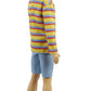 Barbie Ken Fashionistas Doll #175 with Brunette Hair Dressed in Colorful Striped Shirt, Denim Shorts and White Boots