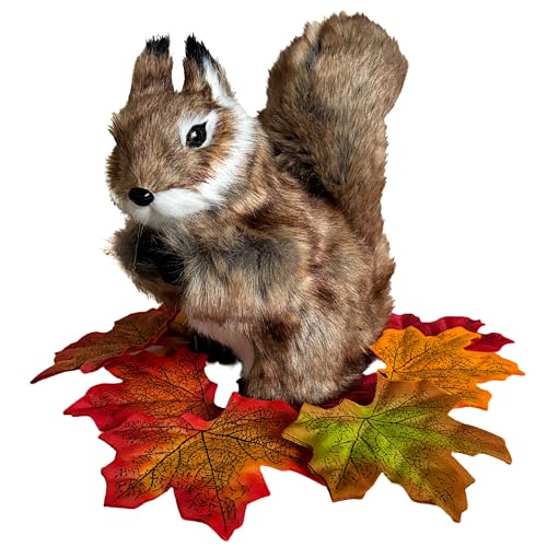 Basuo-9Q Realistic Squirrel Figurine - Lifelike Plush Tree Rodent