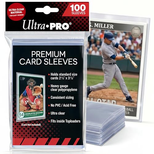 Ultra Pro - Premium Clear 100ct. Card Sleeves to Protect Sports Cards, Baseball / Football Cards, and Collectible Cards, Standard Size