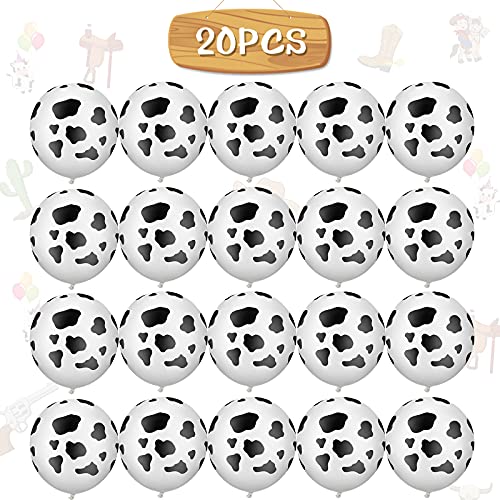 Charniol 20 Pieces Cow Balloons Latex Balloons Funny Print Cow Balloons for Children's Birthday Farm Party Decoration Supplies
