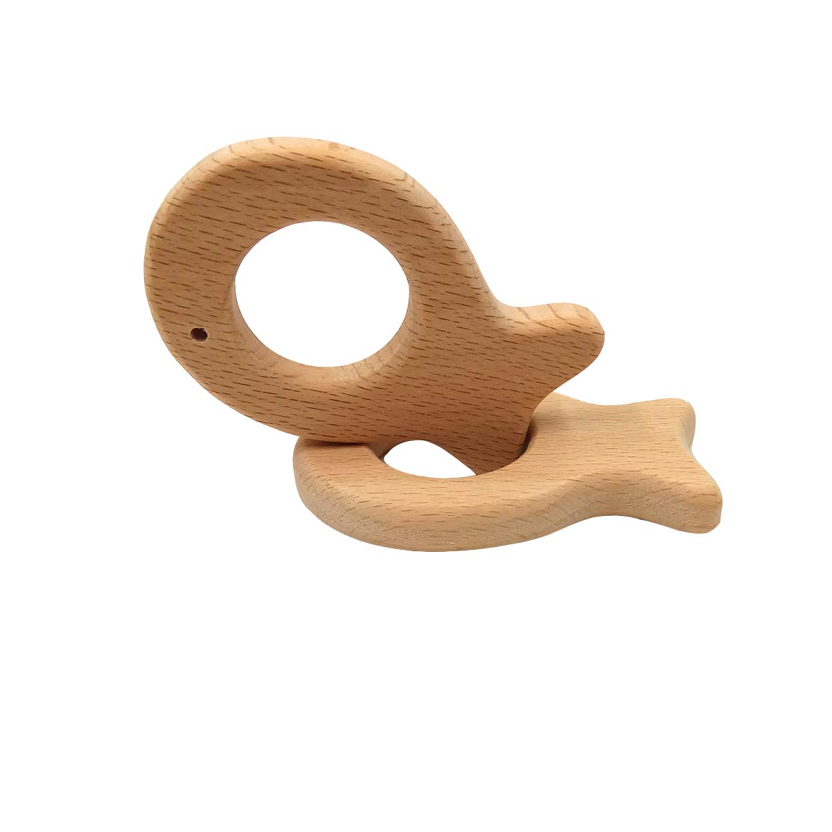 2pcs Natural Wooden Fish Pendant Pure Natural Beech Wood Animal Shape for Handmade Arts and Crafts (Fish 2pcs)
