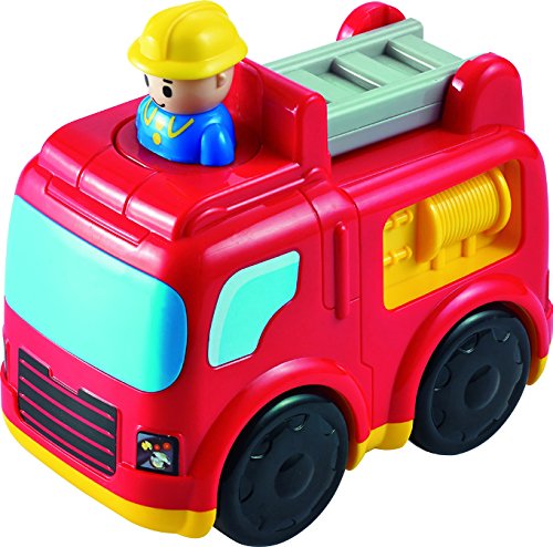 Small World Toys Fire Truck Toy: Interactive Press-to-Go Fire Trucks for Toddlers 1-3, Pretend Play Rescue Vehicle, Fire Engine Toy Gifts for Boy