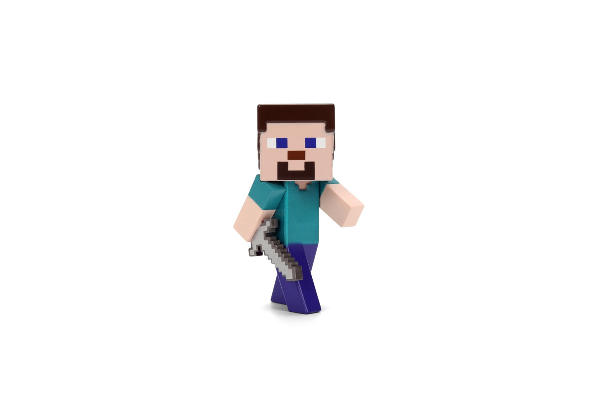 Jada Minecraft Metalfigs 4-Pack - 2.5” Die-Cast Collectible Figures Toys - Wave 4 Set Featuring Steve with Sword, Alex with Axe, Skeleton & Villager