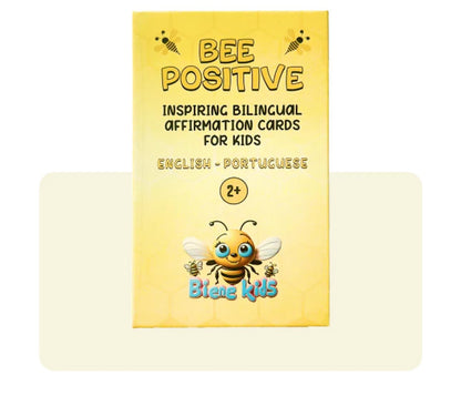 Bee Positive Bilingual Flashcards for Kids - English-Portuguese Educational Cards with Motivational Messages | Cards for Preschool, Speech Therapy