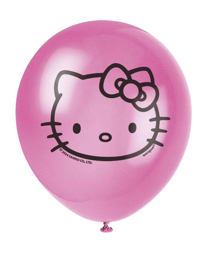 Hello Kitty Latex Balloons - 12", 8 Count, Vibrant Birthday Party Decorations