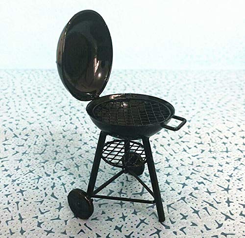 EatingBiting 1:12 mini House Miniature Furniture Room Kitchen Utensils Garden Round BBQ Oven Grill for Kitchen Small House Decor of Livingroom