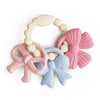Itzy Ritzy Silicone Teether Trio for Babies - Soft, Flexible BPA-Free Teething Toys with Textured Surfaces & Easy-Grip Ring for Sensory Play and Fine