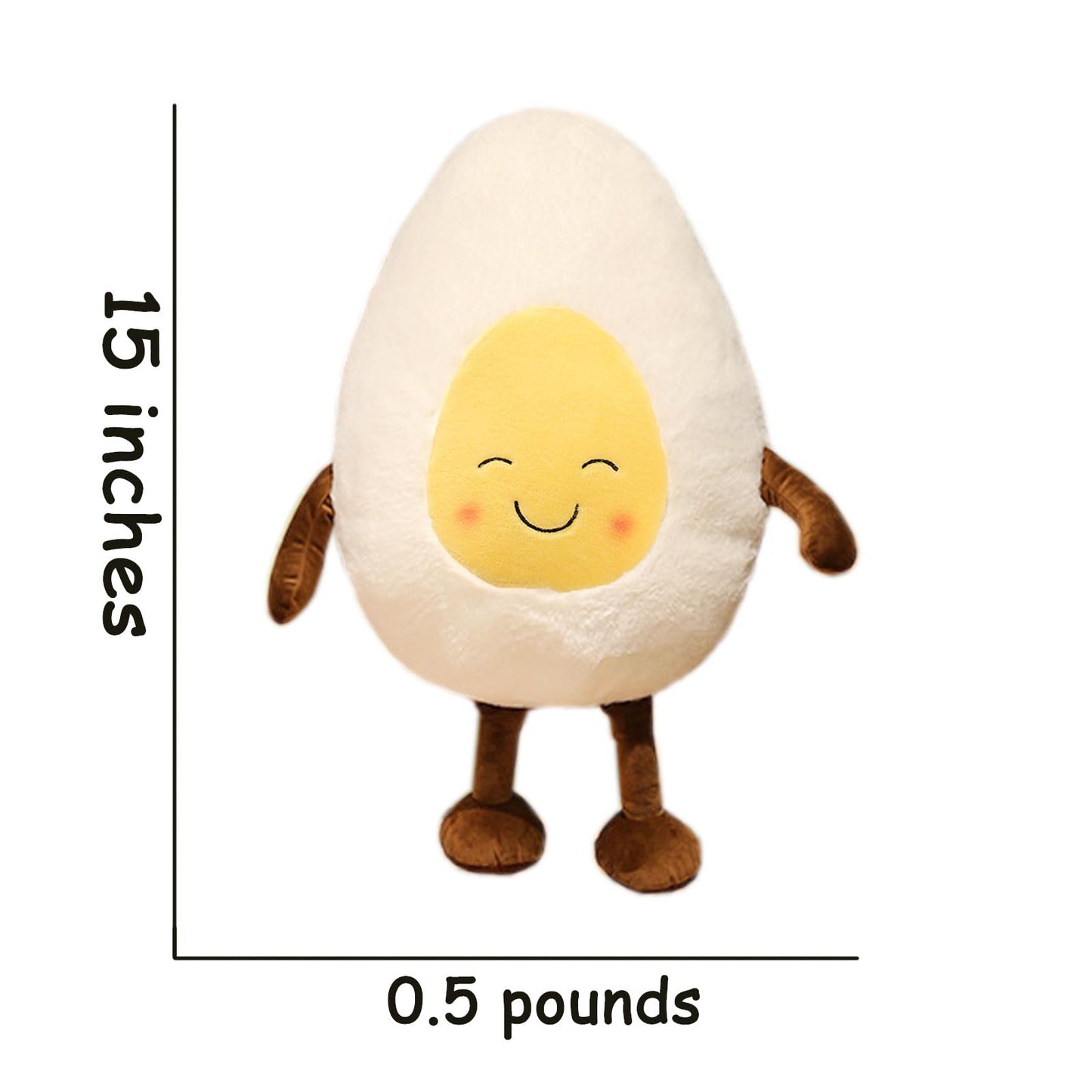 XCGNTU Smiling Poached Eggs Plush Toy Pillow - Super Soft Pillow, Cure Series Stuffed Eggs Plush Doll, Cute Food Themed Birthday Gift (white-15in)