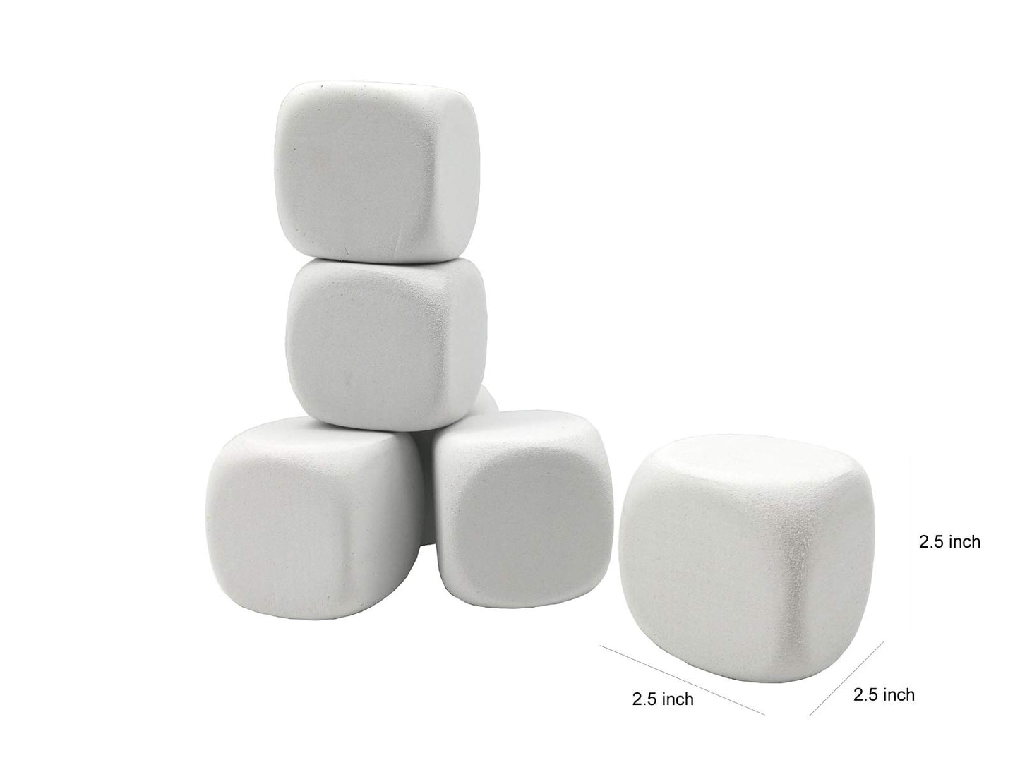 Qidiwin 2.5 Inch White EVA Foam Dices for Kids Graffiti, Building Blocks,Creative Painting,Party Supplies, 12 PCS