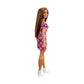 Barbie Fashionistas Doll #171, Curvy, Vitiligo, Long Brunette Hair, Off-Shoulder Polka Dot Dress, Purple Purse, White Boots,Toy for Kids 3 to 8 Years