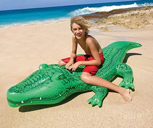 INTEX Giant Gator Inflatable Pool Float: Animal Pool Toy for Kids - 2 Heavy-Duty Handles - 176lb Weight Capacity - 80" x 45" - for Ages 3+