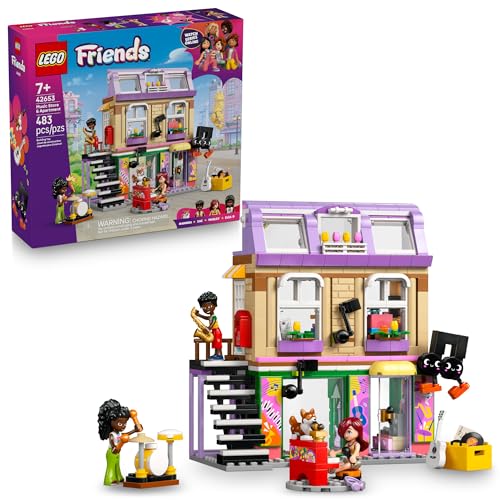 LEGO Friends Music Store & Apartment Building Set - Interactive Storytelling Playset for Girls & Boys, Ages 7+ - Includes Marimba the Corgi Toy - Gift