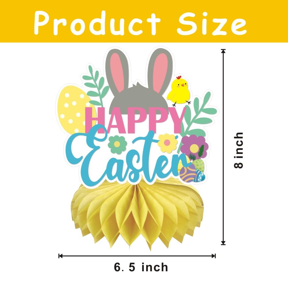 8Pcs Easter Honeycomb Table Centerpiece, Easter Birthday Party Supplies Table Decorations for Kids Party Decorations