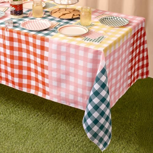 xo, Fetti Gingham Checkered Fabric Tablecloth 9ft | Camp Bachelorette Party