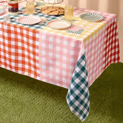 xo, Fetti Gingham Checkered Fabric Tablecloth 9ft | Camp Bachelorette Party