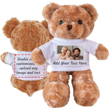 Yibairui Personalized Teddy Bear with T-Shirt, Custom Plush Stuffed Animal with Photo & Text, Gift for Girlfriend, Boyfriend, Valentine's Day