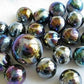 Big Game Toys~25 Glass Marbles Midnight Galaxy Purple/Gold Oil Slick Metallic Iridescent Classic Style Game Pack (24 Player, 1 Shooter) Decor/Vase