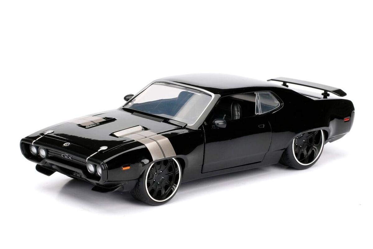 Jada Toys Fast & Furious 1:24 Dom's Plymouth GTX Die-cast Car, Toys for Kids and Adults, Black, Standard